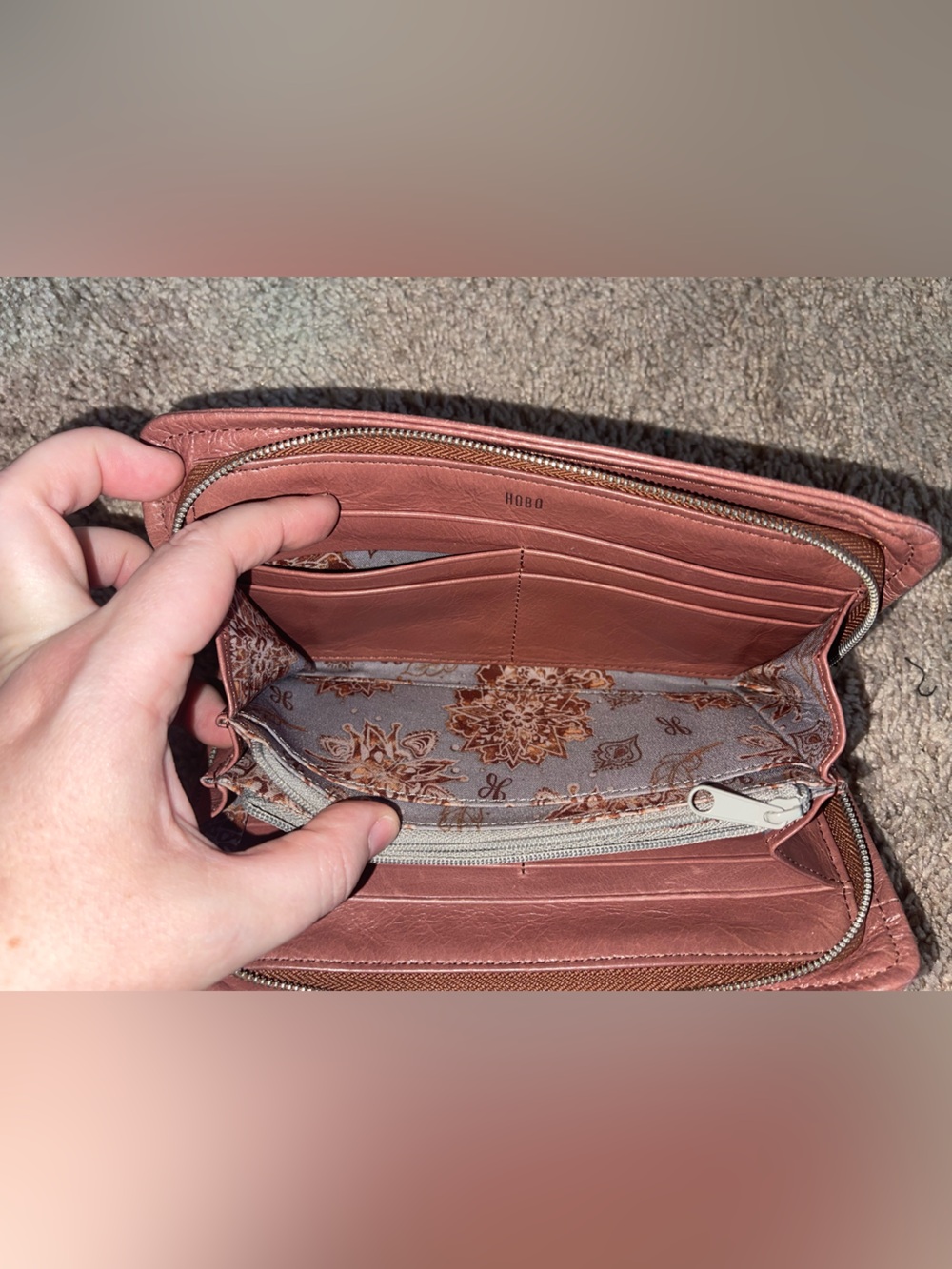 HOBO Leather Zip Wallet - Dusty Rose - Picture 6 of 8
